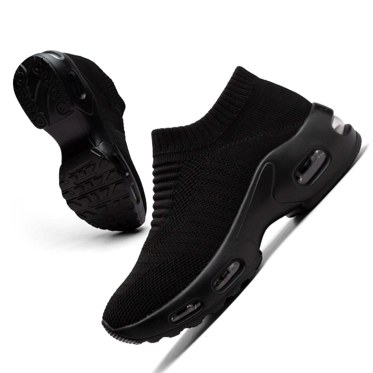 Black sock sneakers on a white background