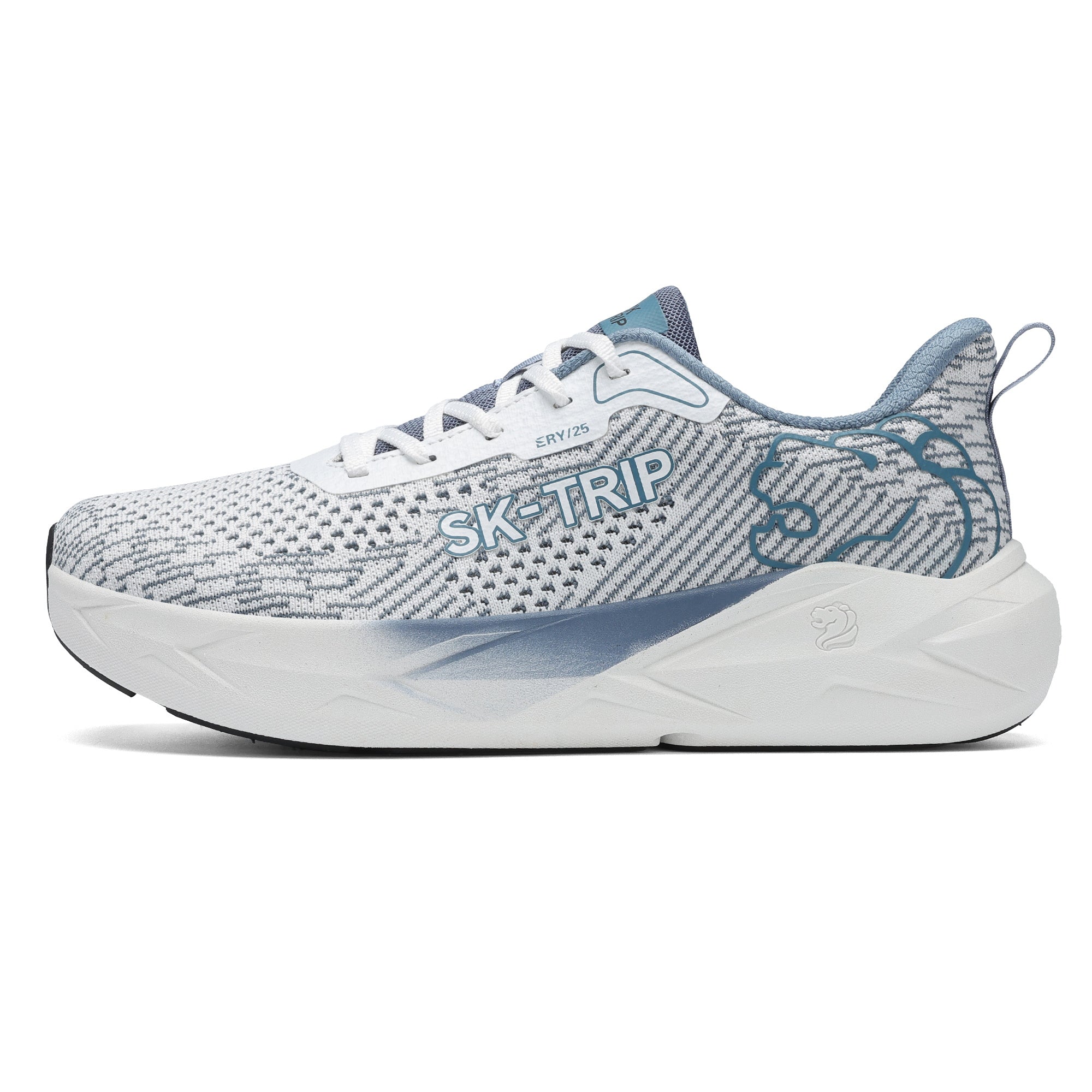 Sting Tree 8011-1 Green Gray Running Shoes Side View - Breathable Mesh Upper