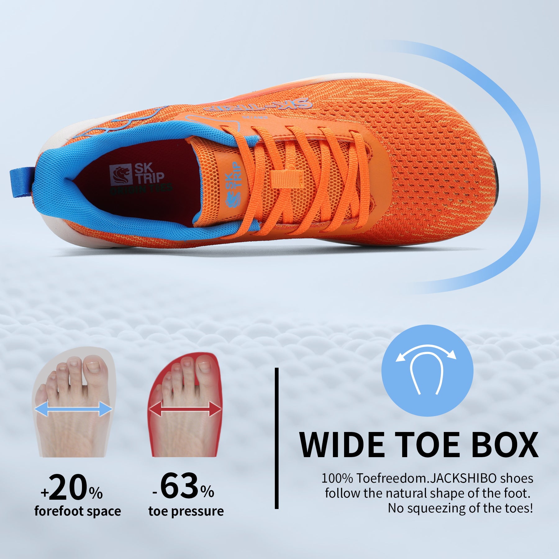 Sting Tree 8011-1 Orange Shoes Outsole - Zero Drop Cushion Sole Detail